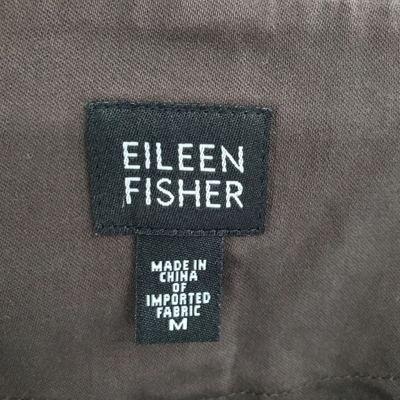 Eileen Fisher Jacket Women's Medium Snap Front Collarless Canvas Brown - Picture 2 of 11